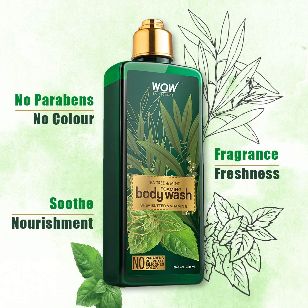 WOW Tea Tree Oil & Mint Foaming Body Wash: 250 ml