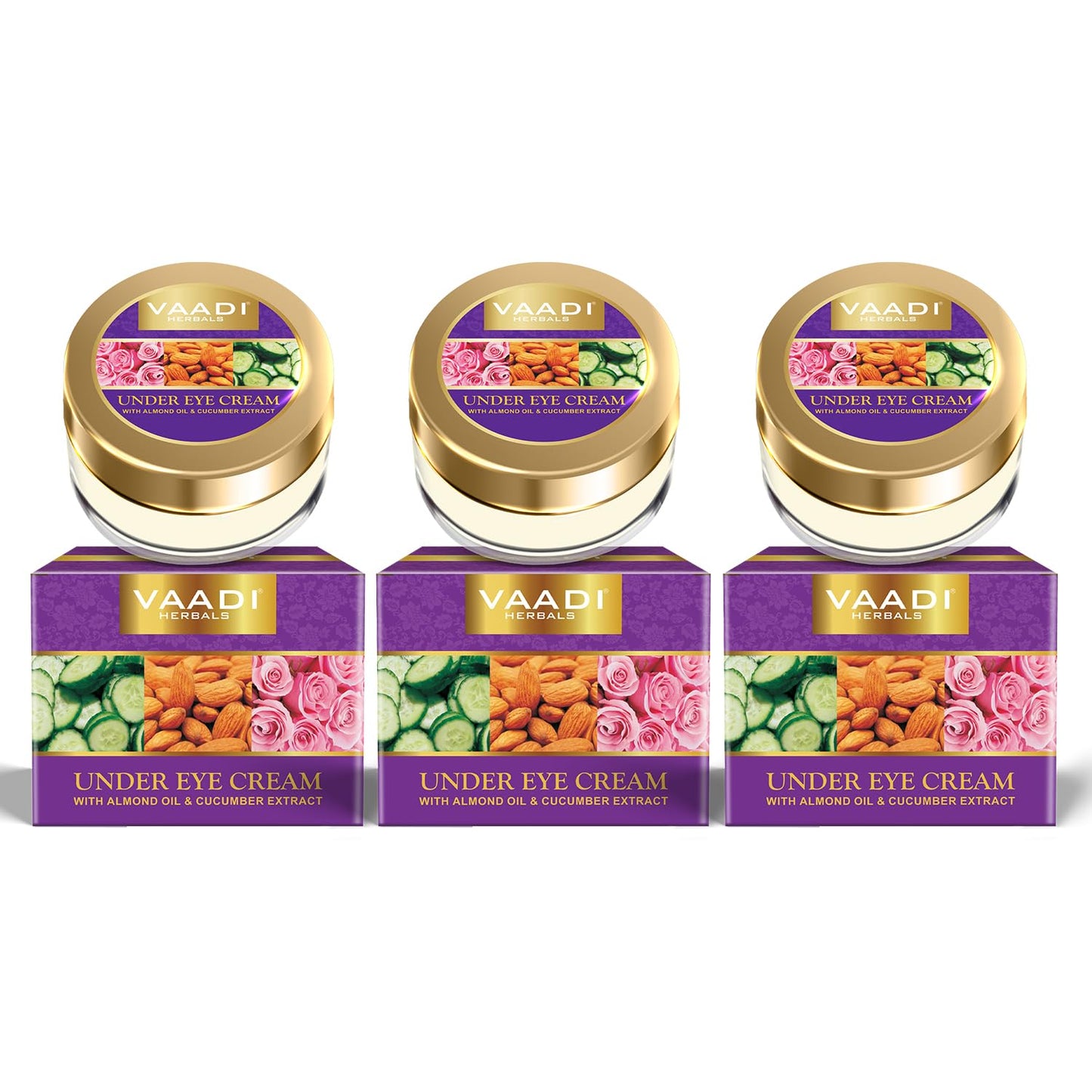 Vaadi Herbals Under Eye Cream Almond Oil & Cucumber Extract, 30 g, Pack of