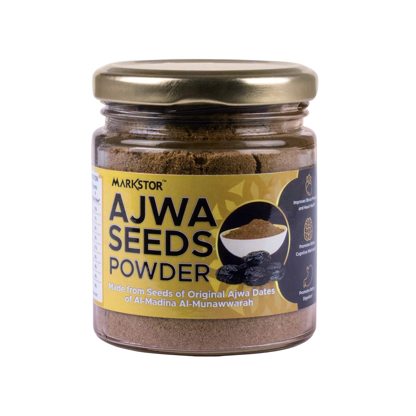 Mesliz Ajwa Dates Seeds Powder - 100g - High Fiber Content for Digestive, Brain and Heart
