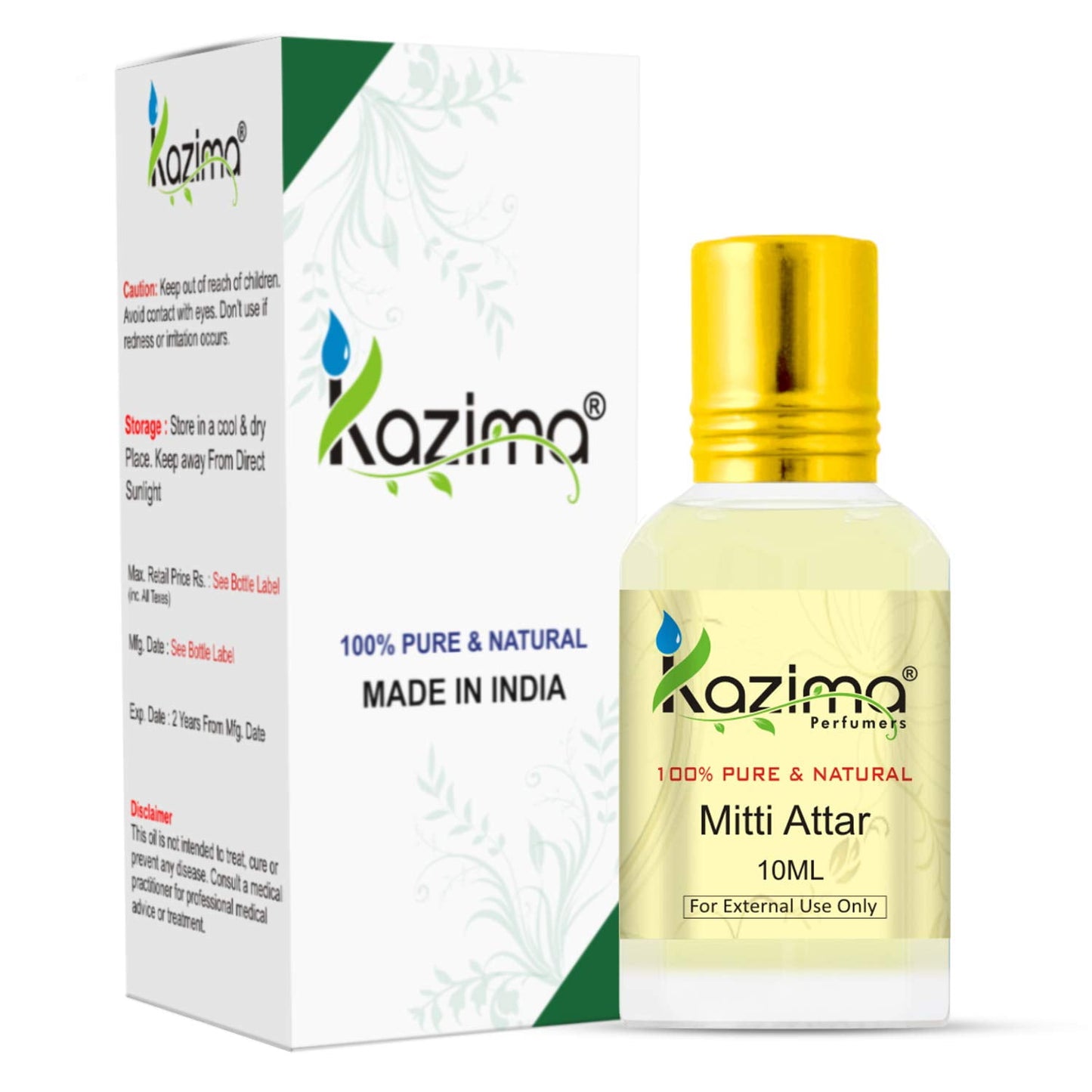 KAZIMA Mitti Attar Perfume For Unisex - Pure Natural Undiluted (Non-Alcoholic) (10ml)