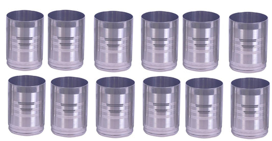 iKonbi Stainlees Steel Round Shape Drinking Glass 300 ml Set of 12