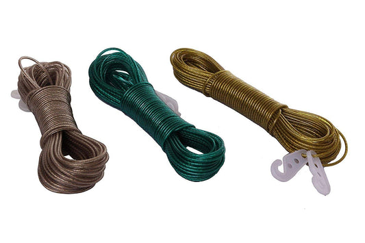 iKonbi 10 meter PVC Coated Steel Wire Rope Washing Line Clothesline with 2 Plastic Hooks Random Color