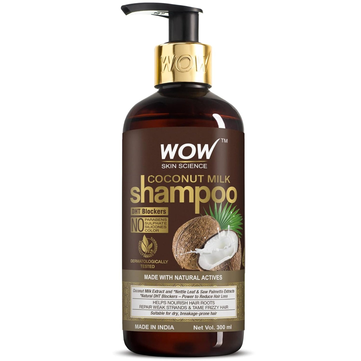 WOW Coconut Milk Shampoo: No Sulphate/Paraben/Silicone, 300