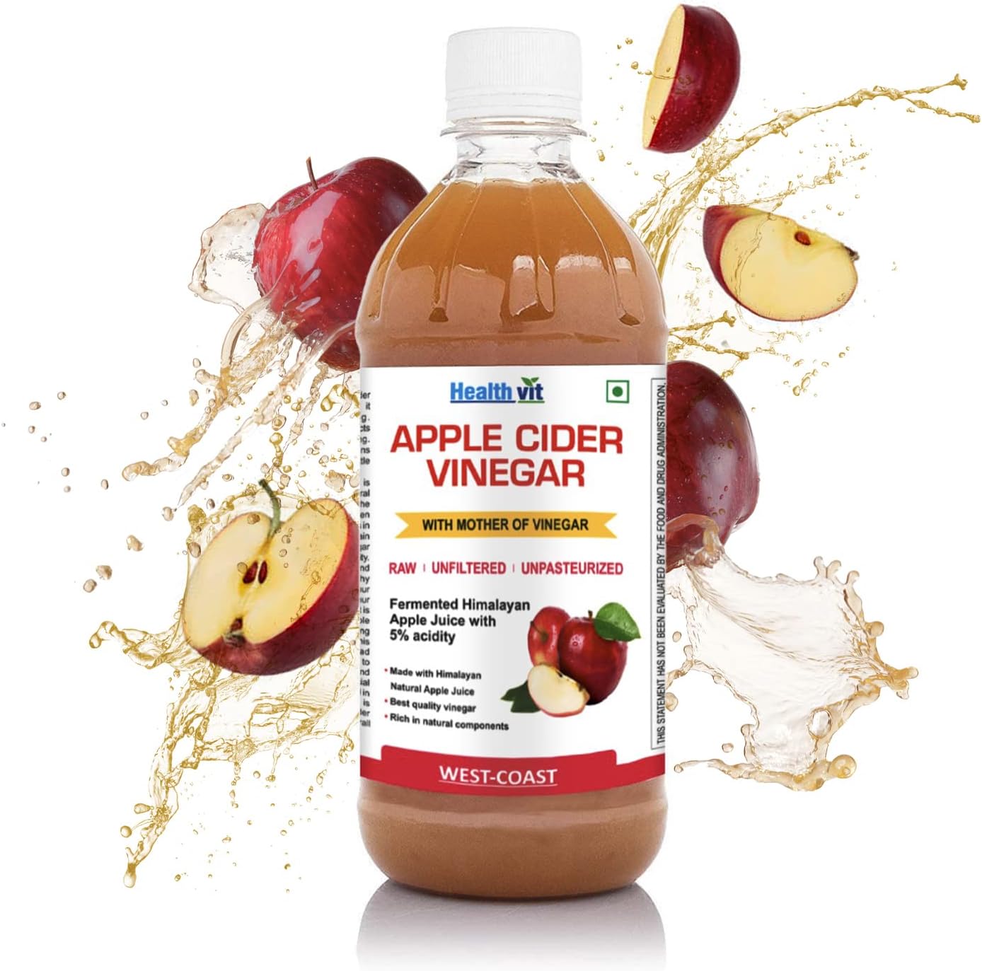 Health vit Apple Cider Vinegar: With Mother, Raw & Unfiltered, 500