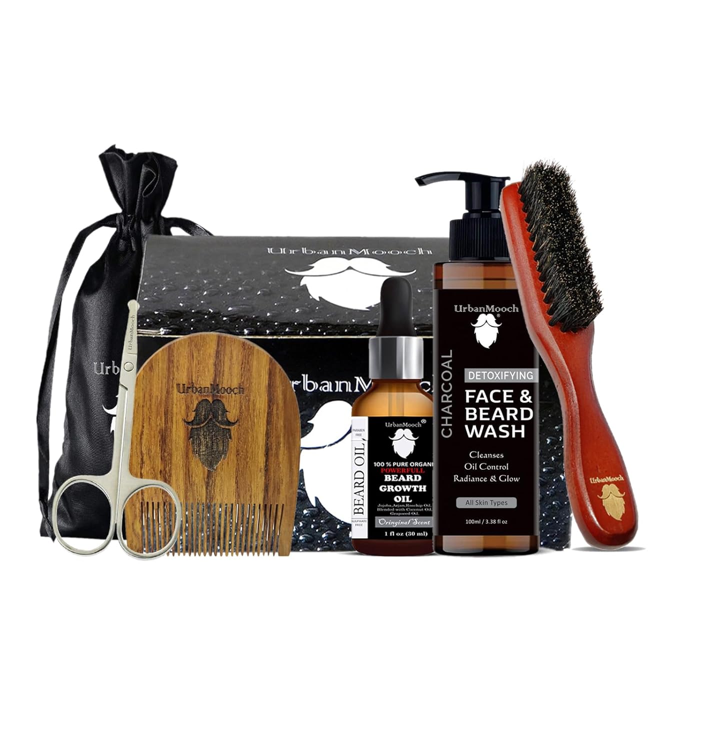 UrbanMooch 5 in 1 Beard Care Kit for Men | Anniversary, Birthday, Valentine Gift for Boyfr