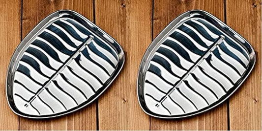 iKonbi Stainless Steel 2 Pcs Banana Leaf Shape Dinner/Snack/Mess Tray- Set of 2 Large
