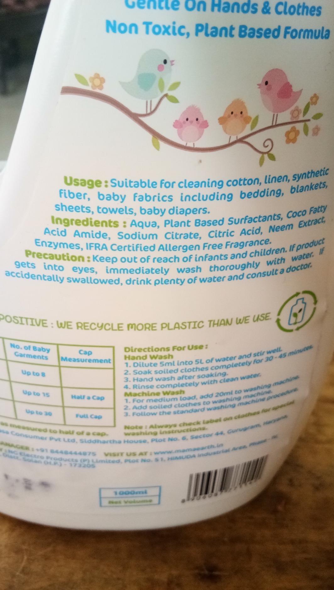 Mamaearth Plant-Based Baby Laundry Liquid Detergent: 200 ml