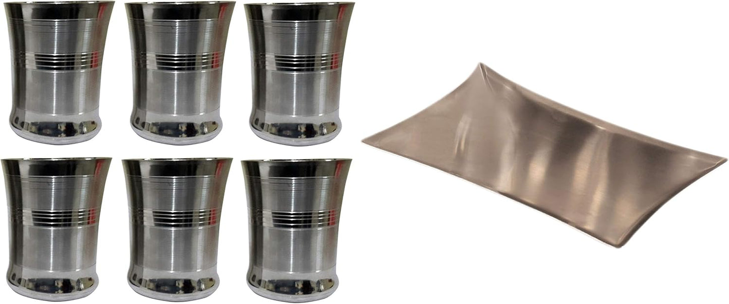 iKonbi Peach Drinking Glasses and Glass Trays Set of 6 +