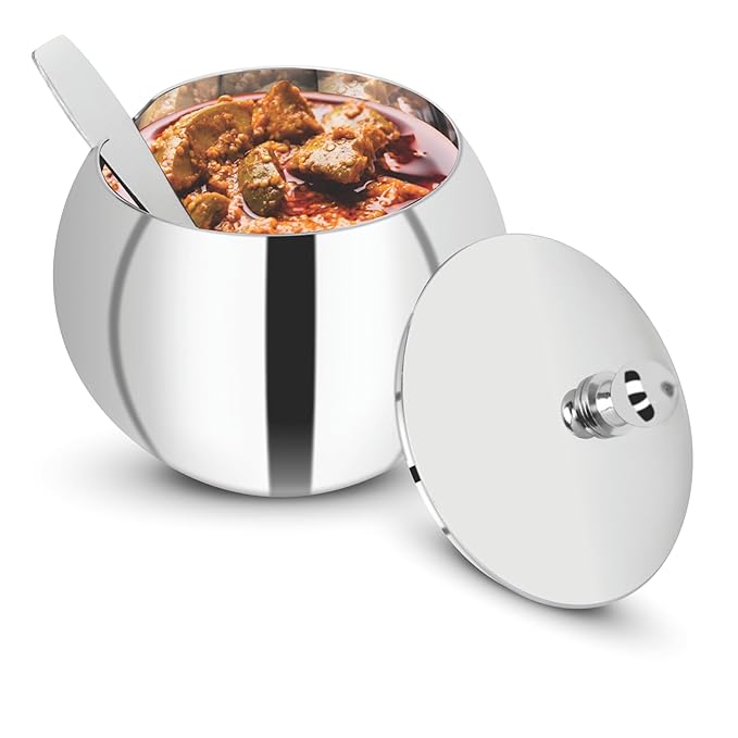 iKonbi Stainless Steel Ghee Pot, Oil Pot, Ghee Storage Container, Ghee Serving Container 200 Ml 9.7 Cm, 200 milliliter