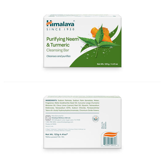Himalaya Purifying Neem & Turmeric Cleansing Bar for Clean and Healthy Looking Skin, 4.41 Oz/125 gm (6 Pack)