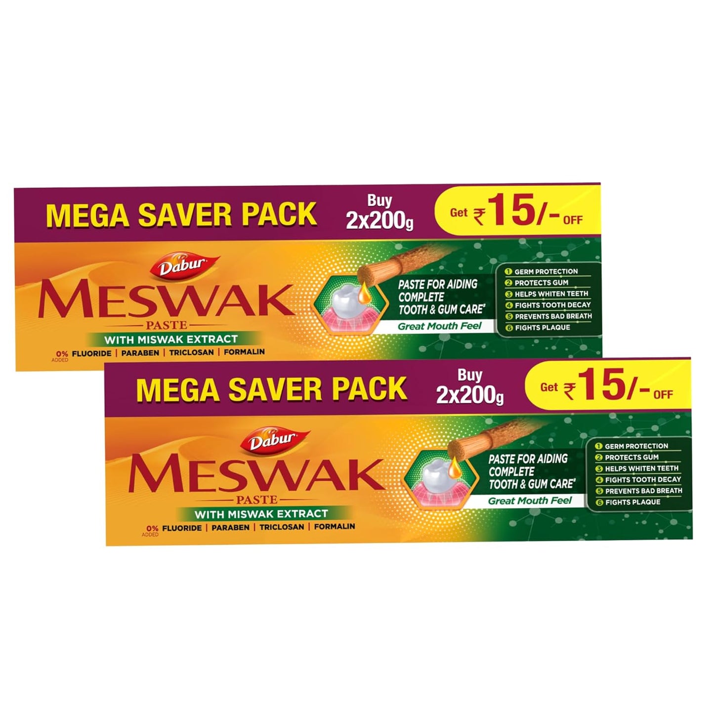 Dabur Meswak Complete Oral Care Toothpaste - 800g (400g x 2,