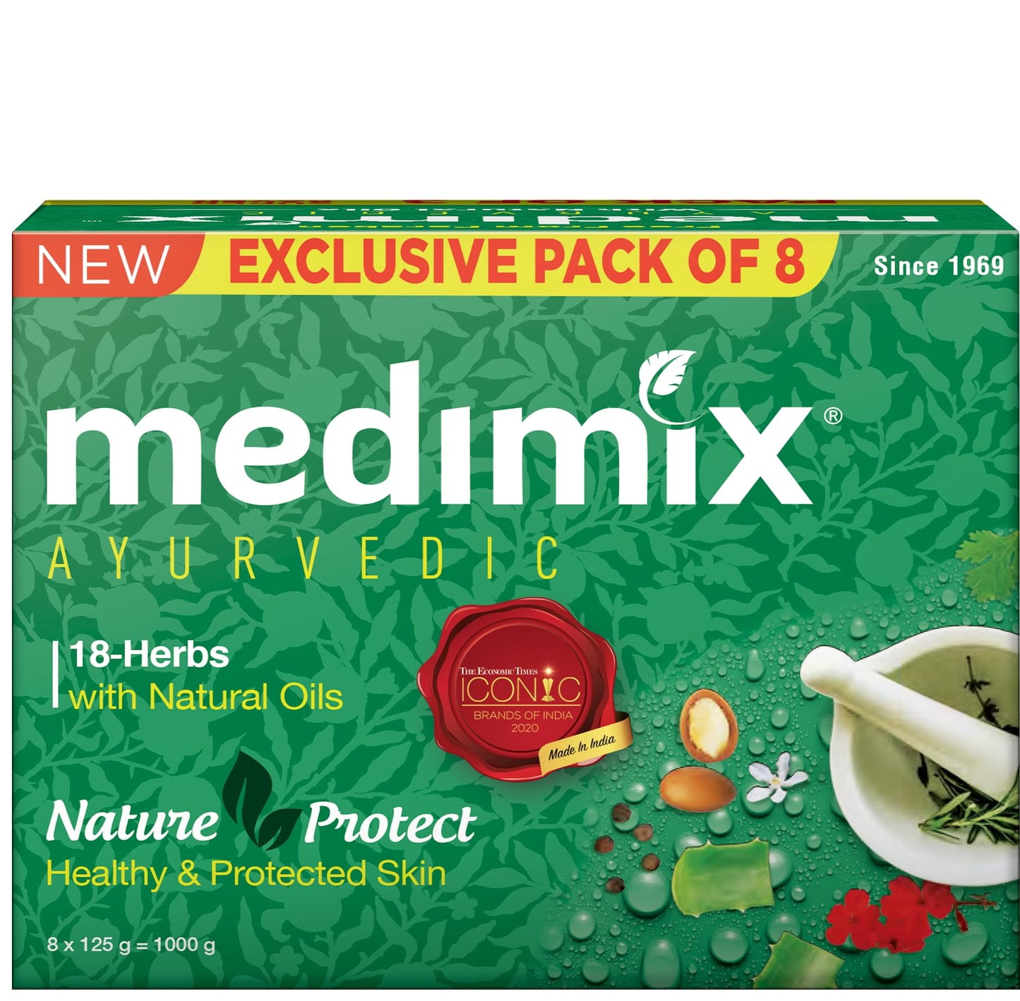Medimix Ayurvedic Classic 18 Herbs Soap, 125 g (Pack of 8)
