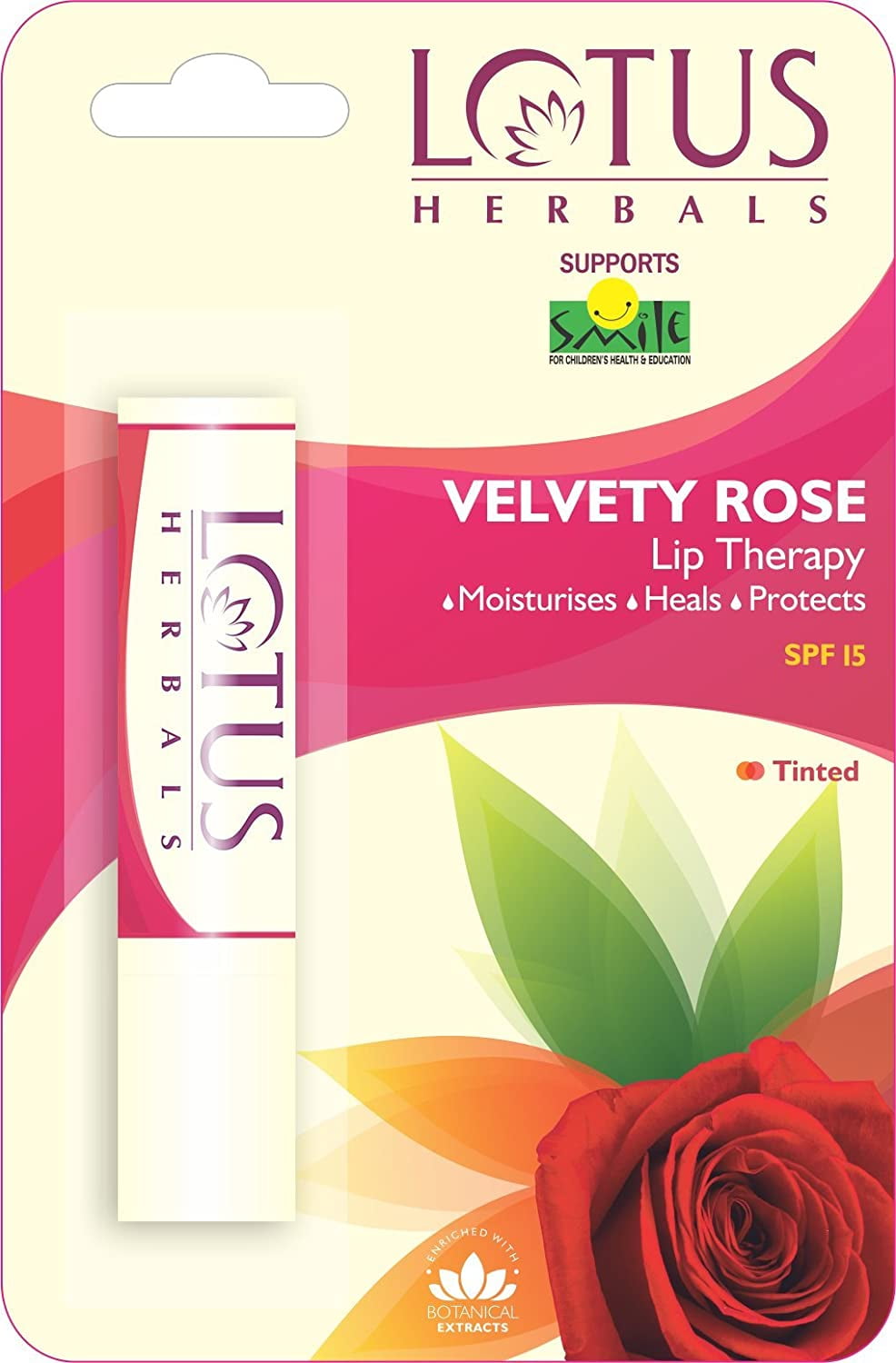 Lotus Herbals Lip Therapy, Velvety Rose, 4g