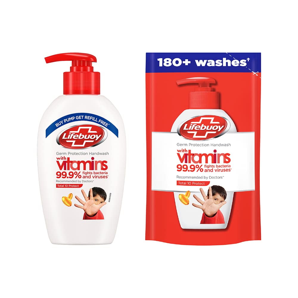 Lifebuoy Total 10 Germ Protection Liquid Handwash, Fights Bacteria & Viruses, Maintains Ha