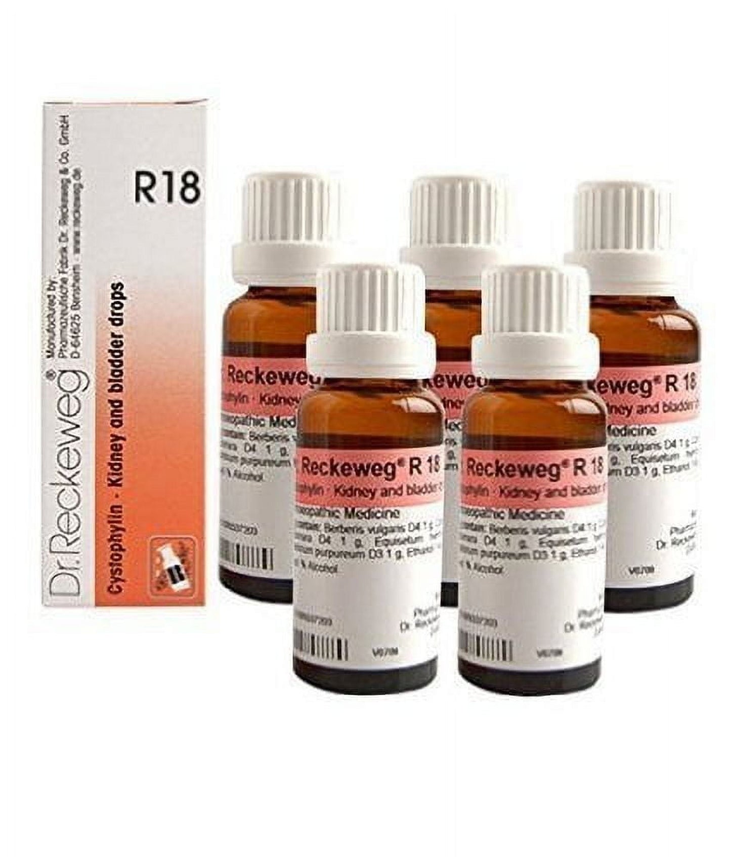 5 x Dr.Reckeweg-Germany R18- Kidney And Bladder Drops."Shipping by FedEx" by Dr.Reckeweg