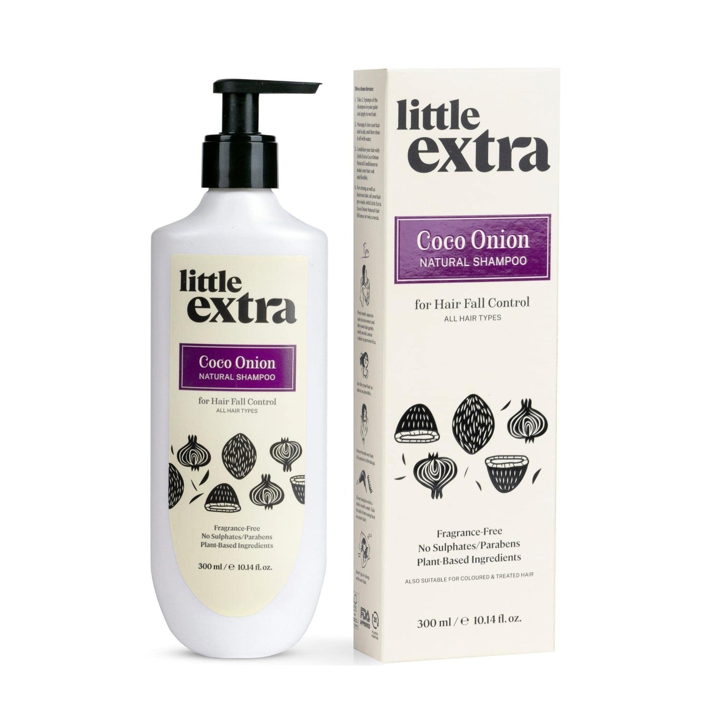 Little Extra Coco Onion Natural Shampoo for Hair Fall Control & Growth, No Parabens, SLS,