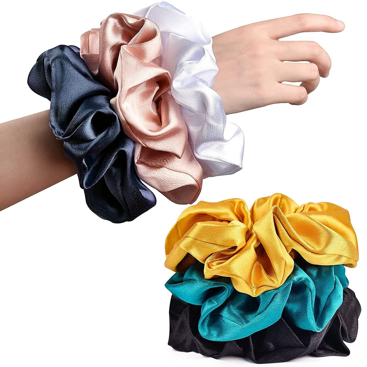 Bhadani Sales Big Satin Scrunchies For Women Large Scrunchie Blue Satin Hair Ties Oversize