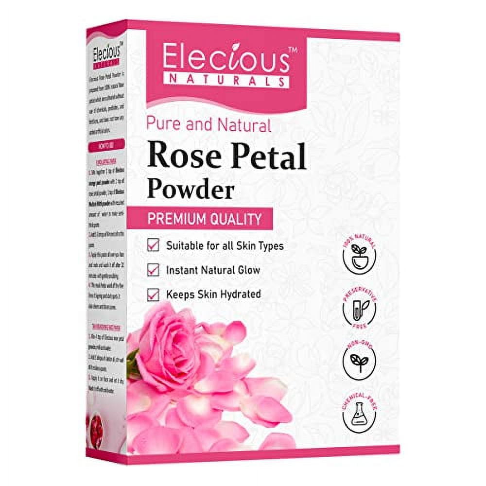 Elecious Pure Rose Petals Powder for Face, Skin and Hair | Chemical-free, Preservative Fre