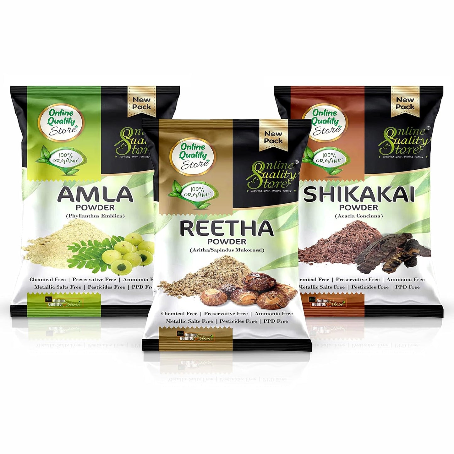 Online Quality Store Amla, Reetha, Shikakai Powder Combo Powder Pack For Hair R (Pack Of 3