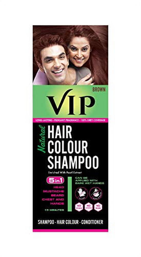 VIP 5 in 1 Hair Colour Shampoo base Hair Color Shampoo, Brown 180ml Brown
