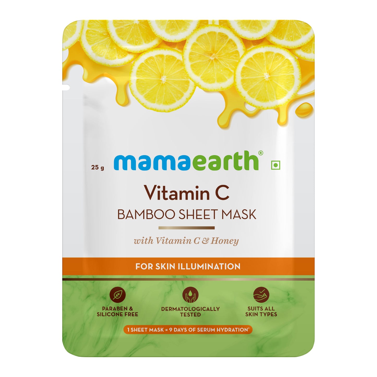 Mamaearth Vitamin C Bamboo Sheet Mask with Vitamin C & Honey for Skin Illumination