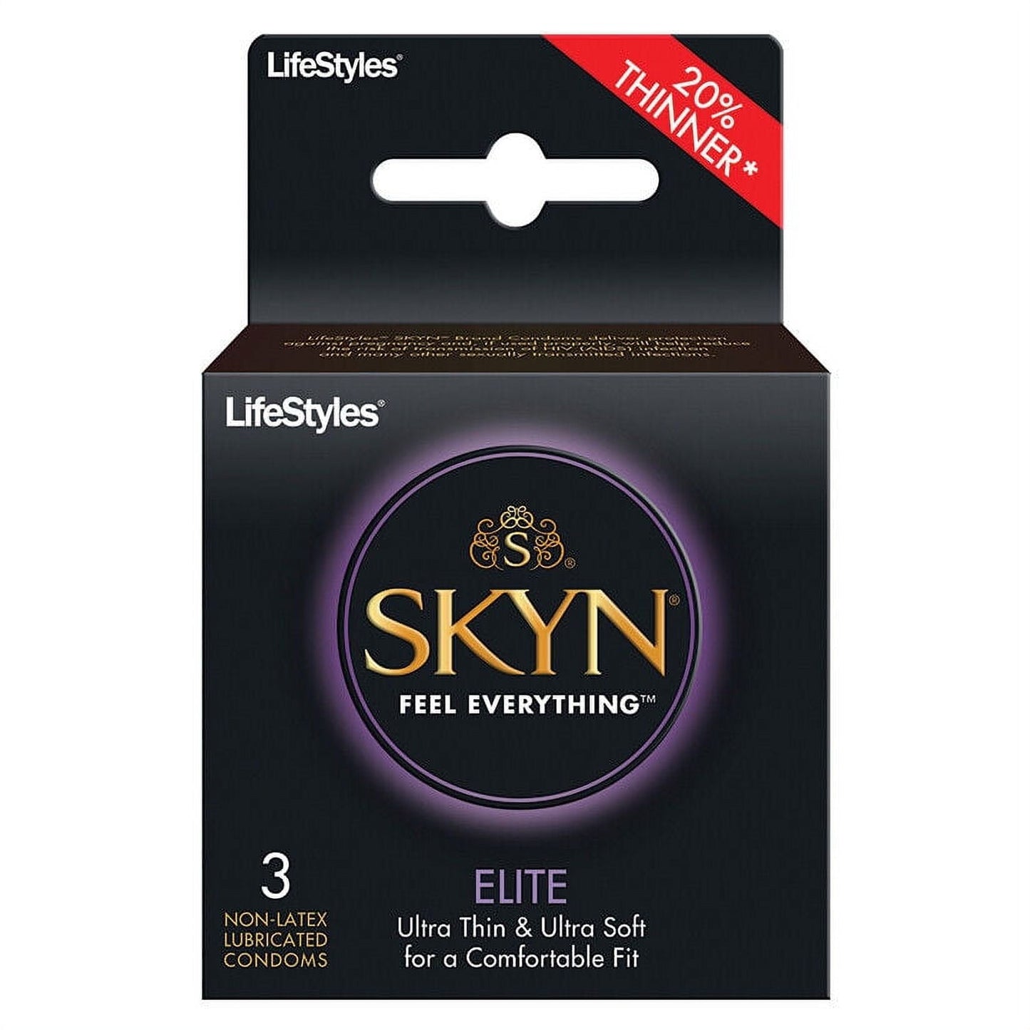 SKYN Elite Lubricated Ultra Thin Non-Latex Polyisoprene Condoms -3 Count