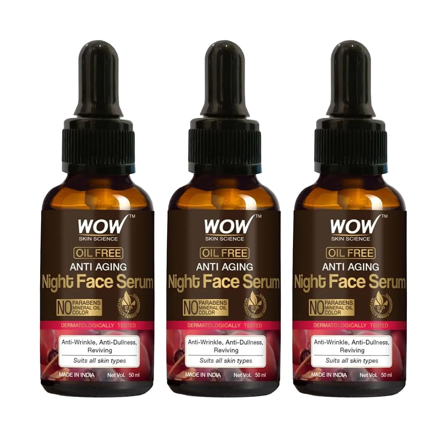 Wow Skin Science Anti Aging Night FaceSerum|Oil Free|Anti Wrinkle, Anti Dullness, Reviving