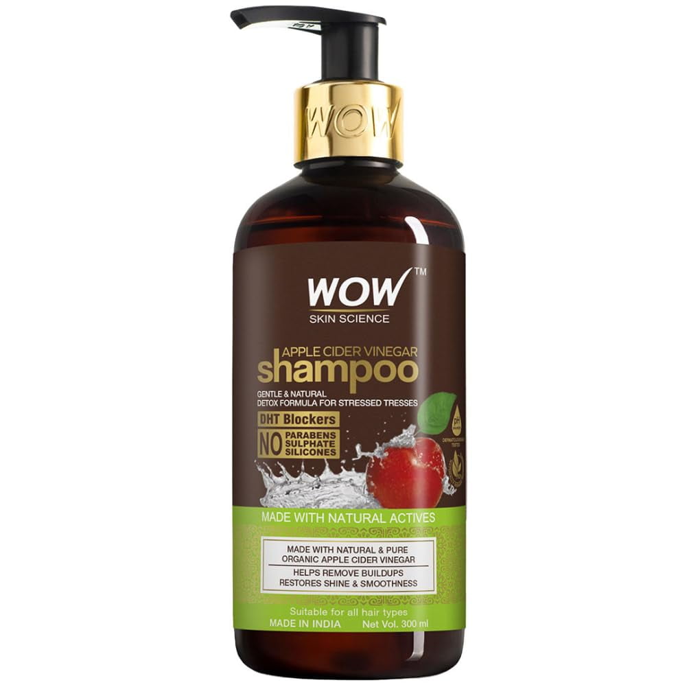 WOW Skin Science Apple Cider Vinegar Shampoo with DHT Blockers | Gentle & Natural Detox Fo