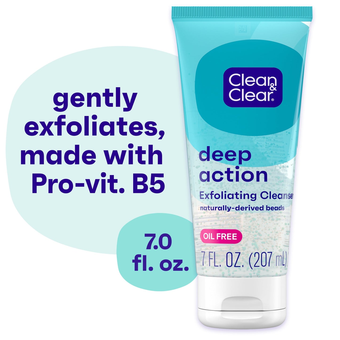 Clean Clear Oil-Free Deep Action Exfoliating Acne Face Scrub, Facial Cleanser and Wash, 7