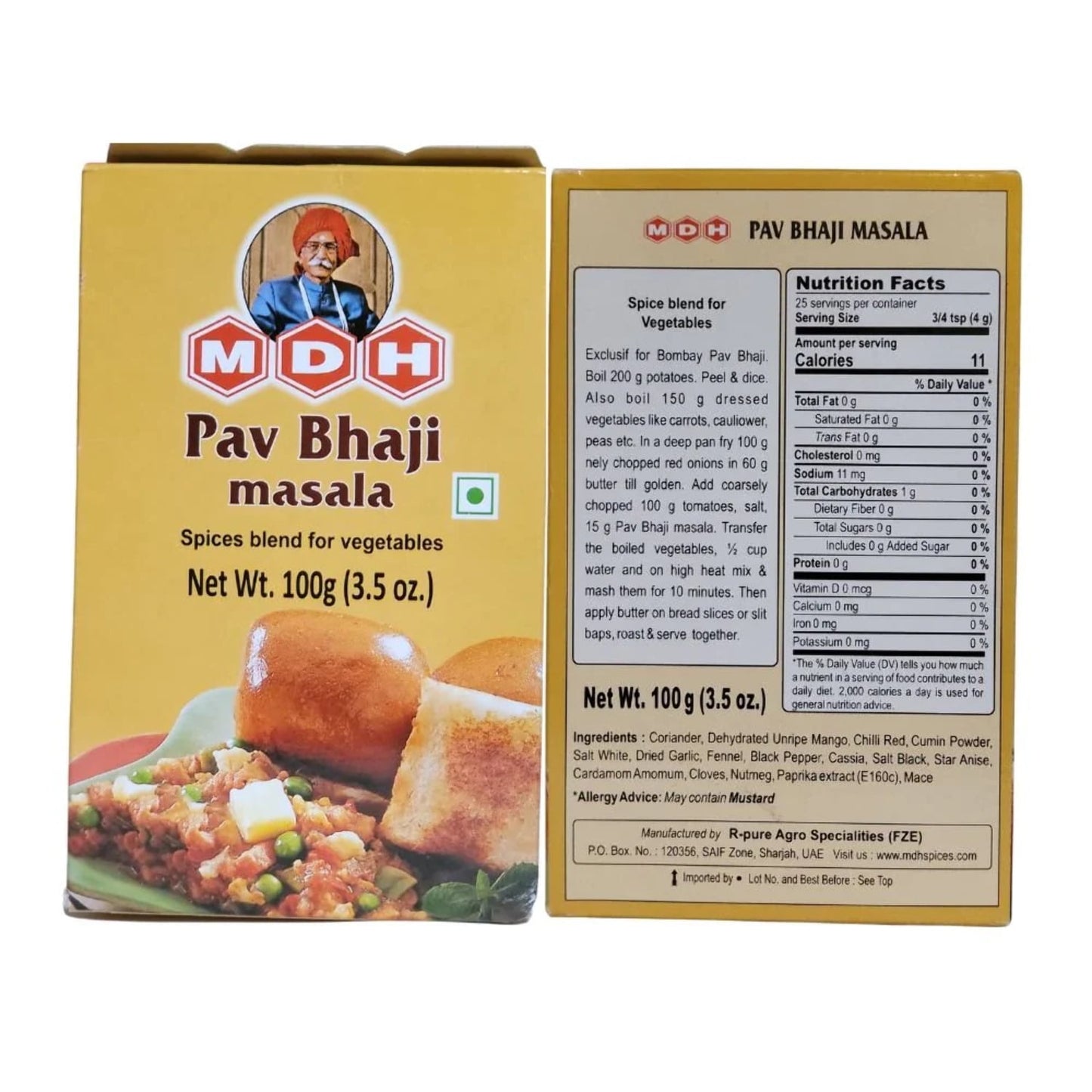 MDH Pav Bhaji Masala 100g (Pack of 10)