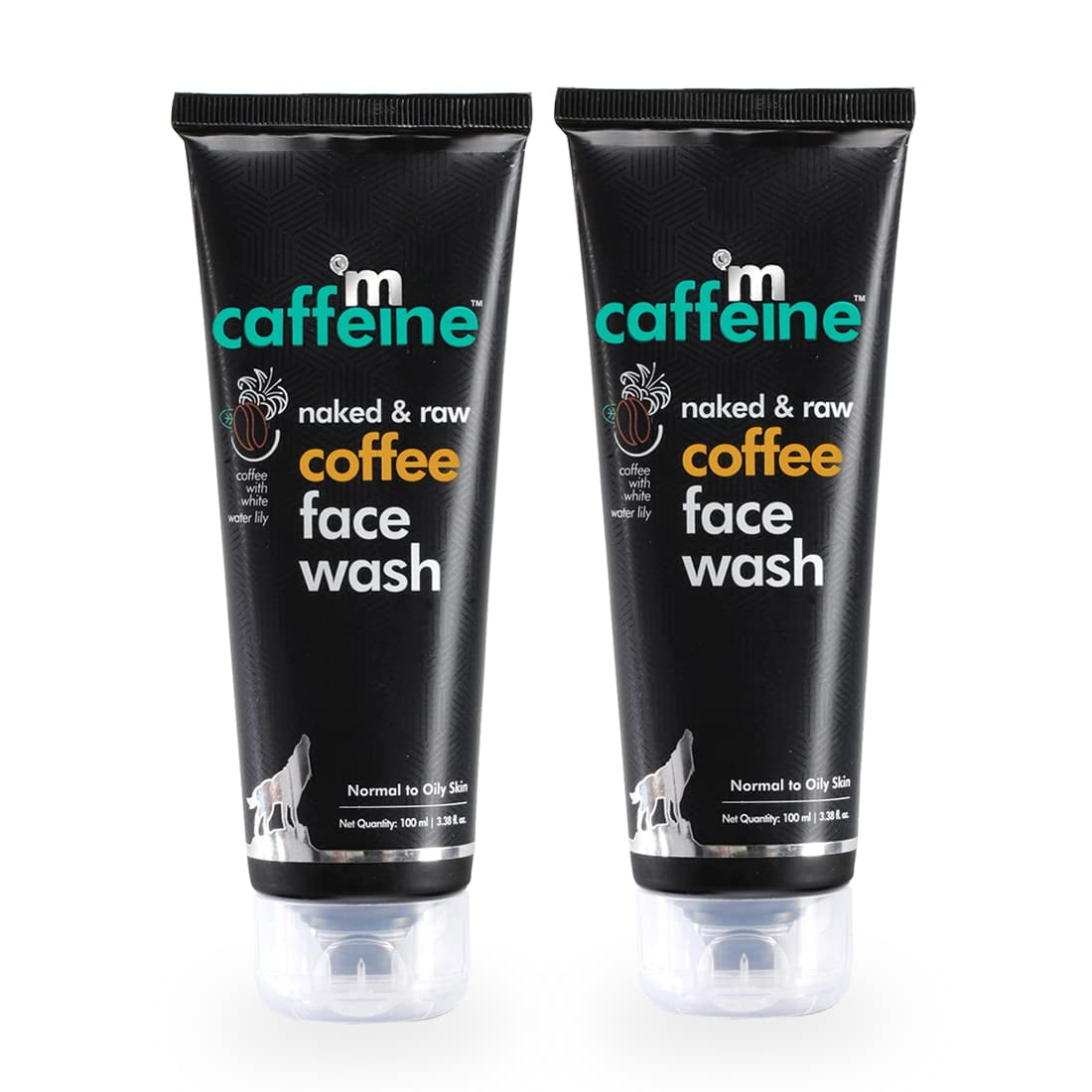 mCaffeine Naked & Raw Coffee FaceWash (Pack Of 2), 100 ml | White Water Lily | Deep Cleans