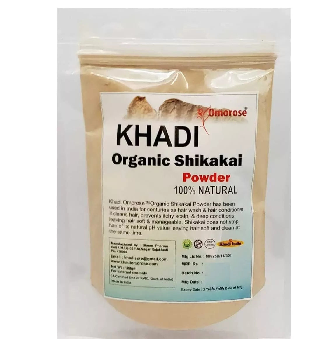 Khadi Shikakai Powder Natural Hair Cleanser For Deep Cleansing 100g, 1 Pcs