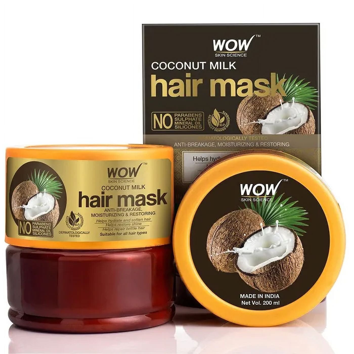 Wow Skin Science Coconut Milk HairMask for Dry, Frizzy and Damaged Hair 200ml