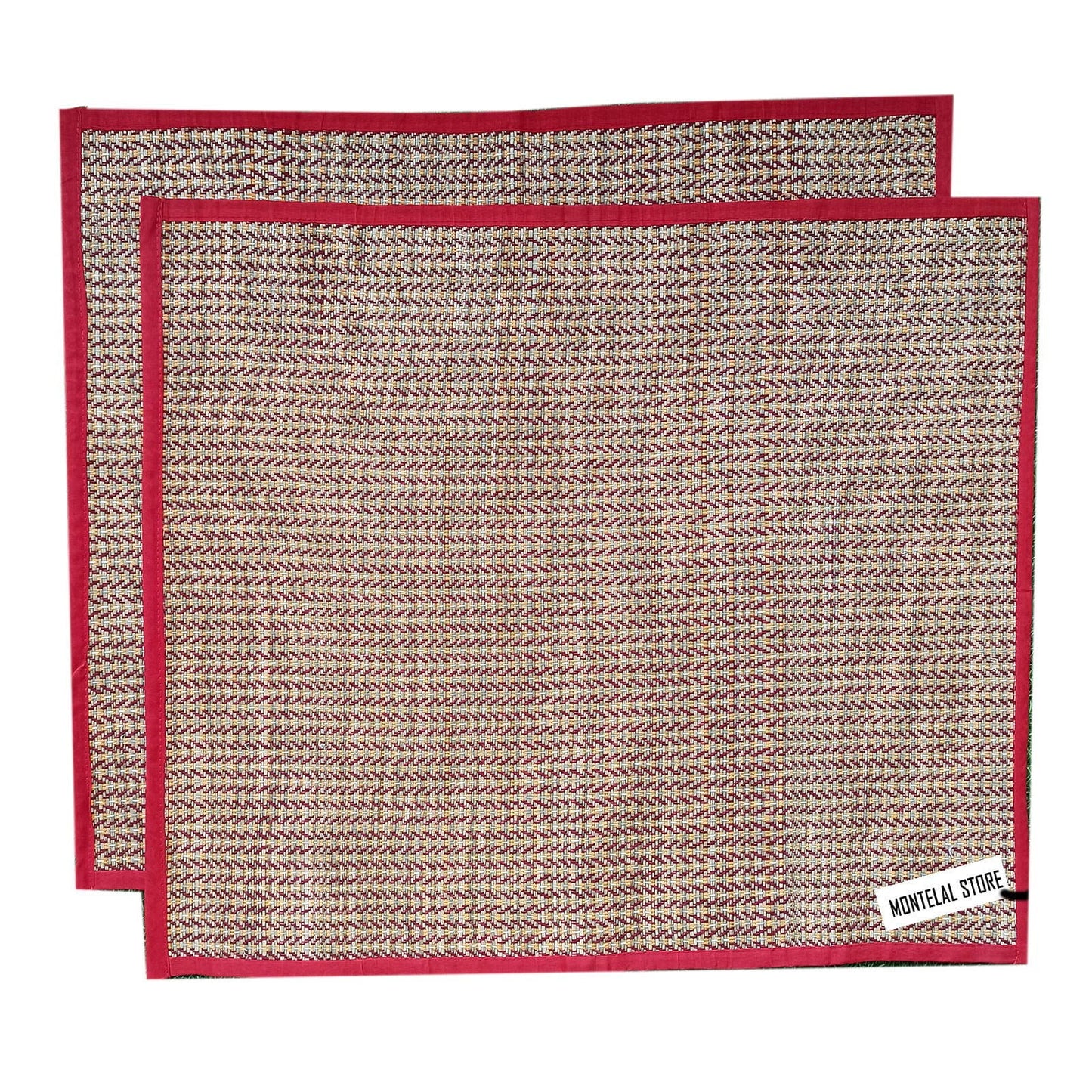 Montelal Store Kusha Grass Hand Made Sitting Mat-(Multicolor, 20 X 23 Inch) Set Of 2