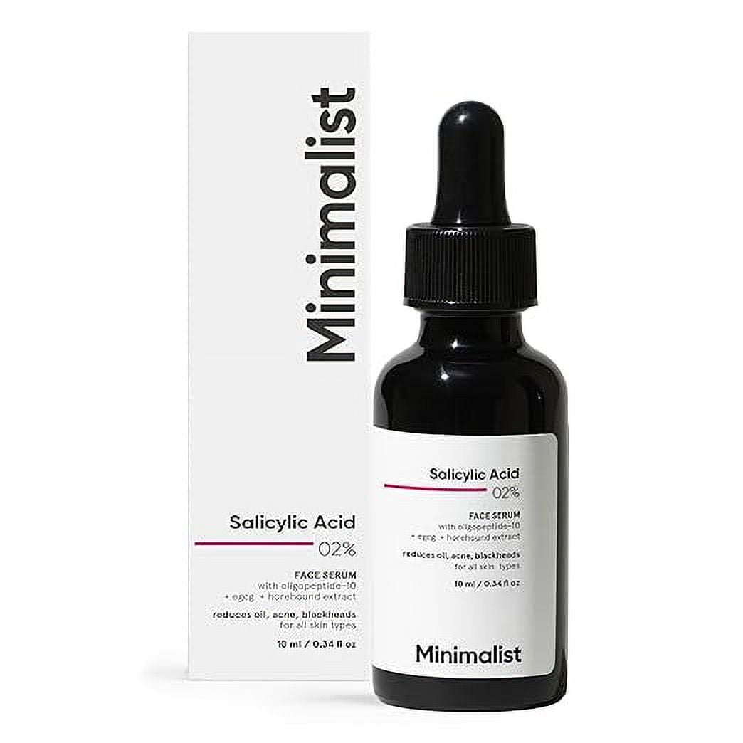 Minimalist 2% Salicylic Acid Serum For Acne, Blackheads & Open Pores | Reduces Excess Oil & Bumpy Texture | BHA Based Exfoliant for Acne Prone or Oily Skin | 10 ml Each |