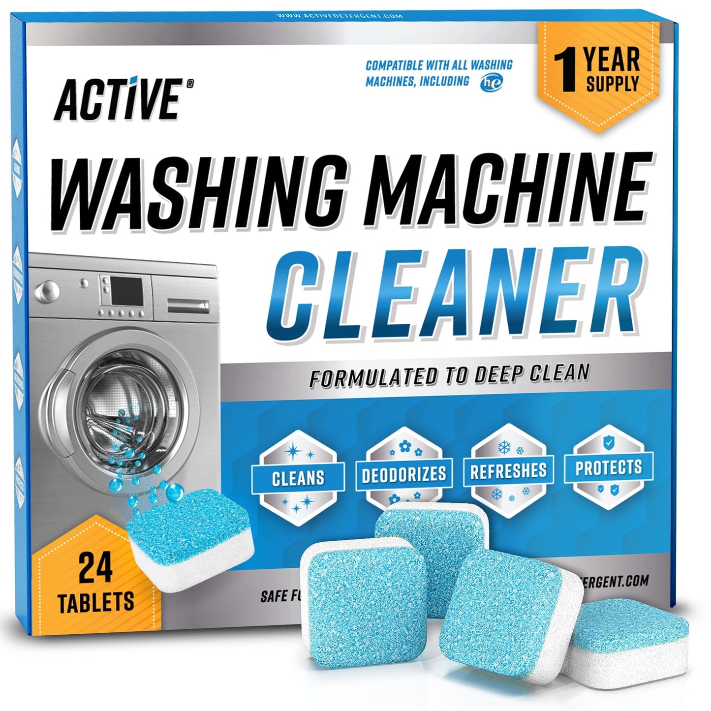 Active Washing Machine Cleaner Descale 24 Pack - Deep Cleaning Tablets .