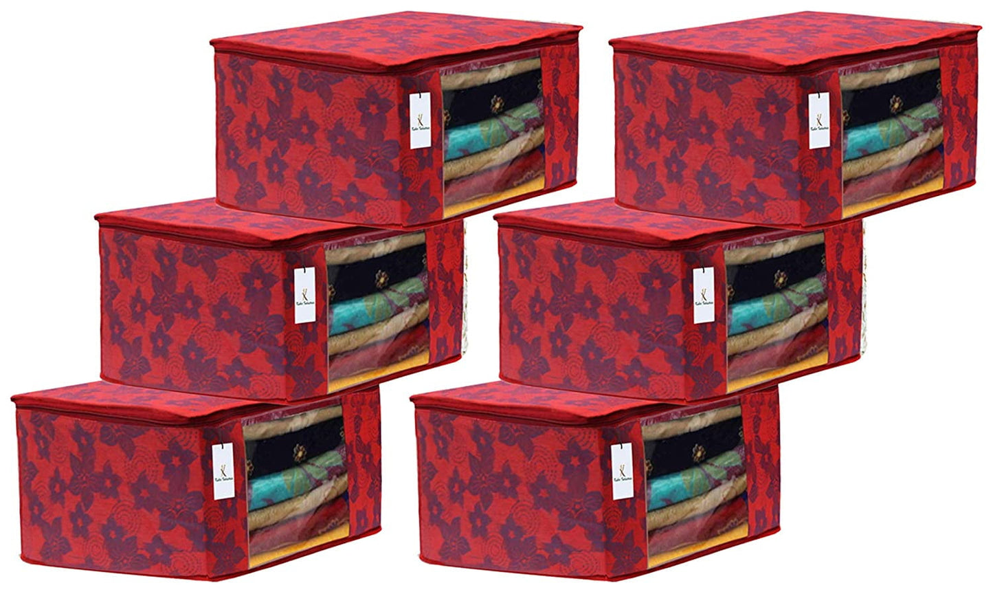 Kuber Industries Metalic Printed 6 Piece Non Woven Fabric Saree Cover