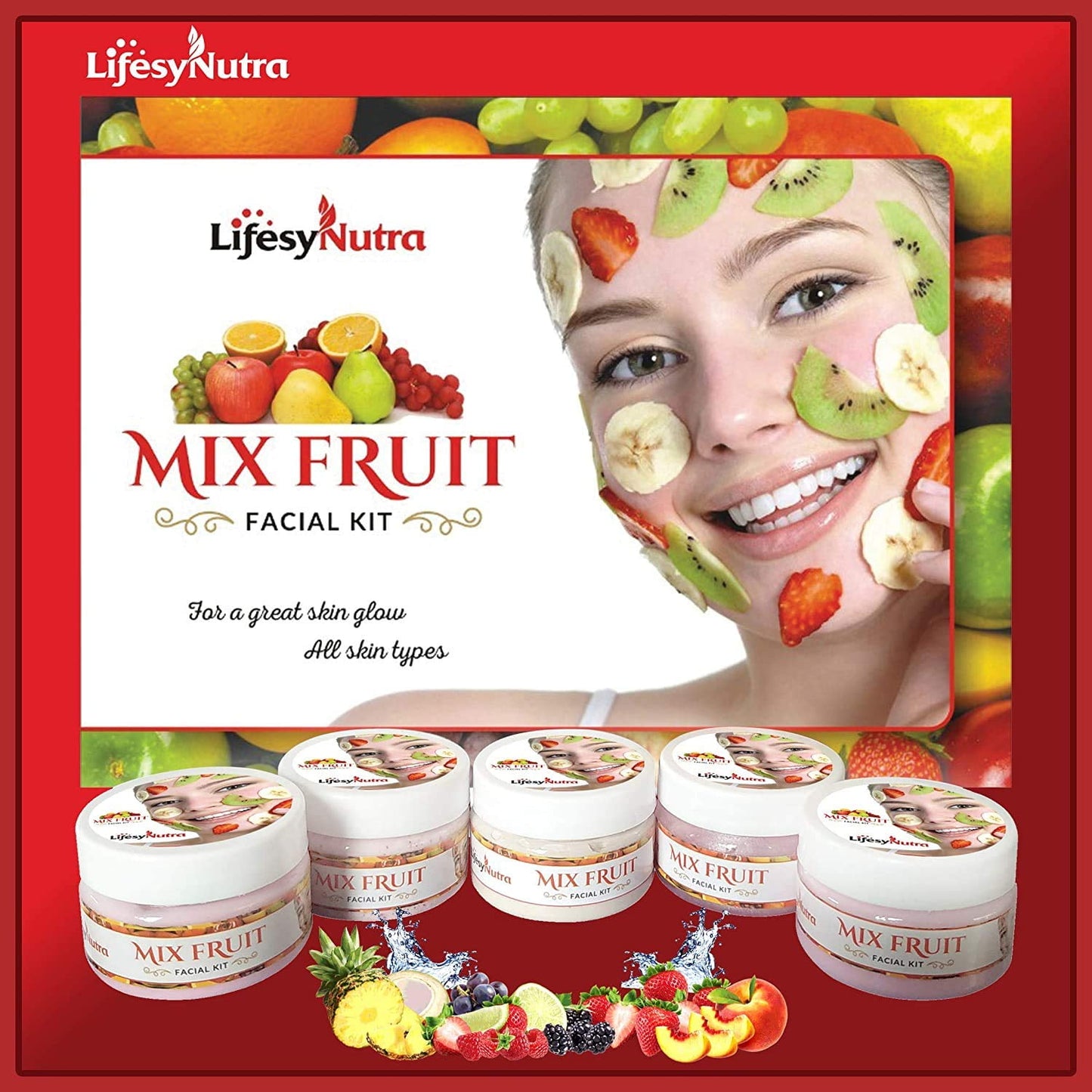 LifesyNutra Mix Fruit Facial Kit, Professional Beauty Parlour Facial Kit For Women & Men A