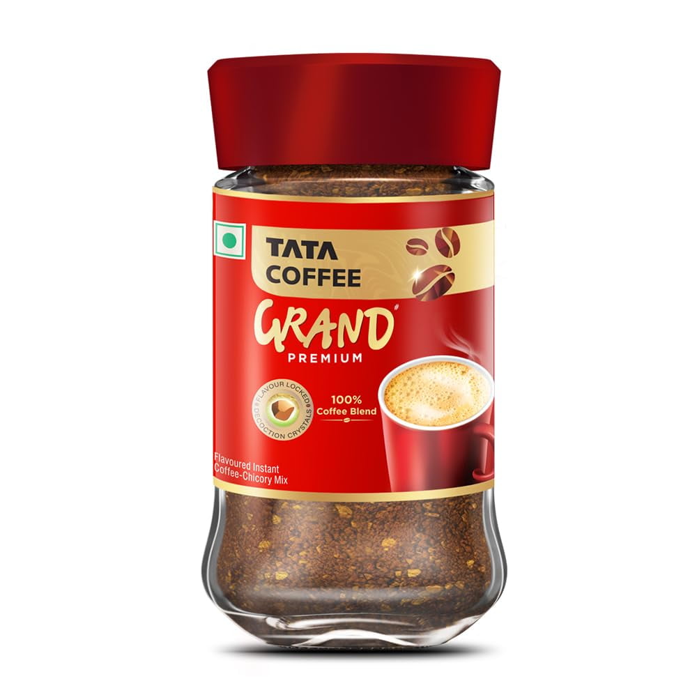 Tata Coffee Grand Premium Instant Coffee | 100% Coffee Blend | With Flavour Locked Decocti