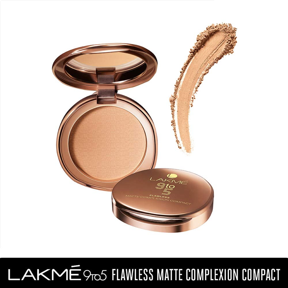 Lakme 9 to 5 Flawless Matte Complexion Compact Powder, Melon, 8 g, Absorbs Oil