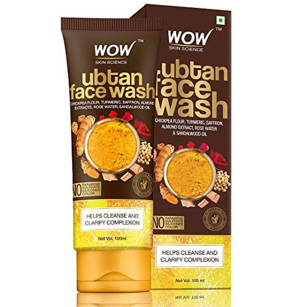 WOW Skin Science Ubtan FaceWash with Chickpea Flour, Turmeric, Saffron, Almond Extract, Ro