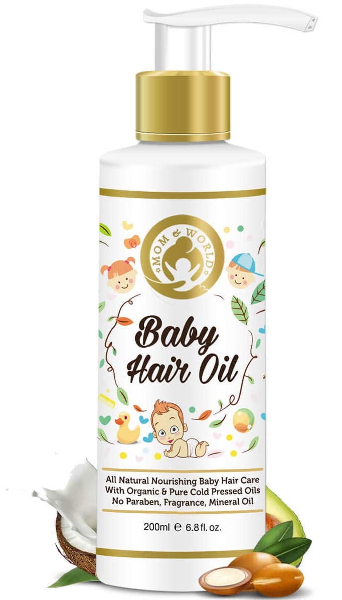 Mom & World Baby HairOil With Organic & ColdPressed Natural Oil for Kids 200ml
