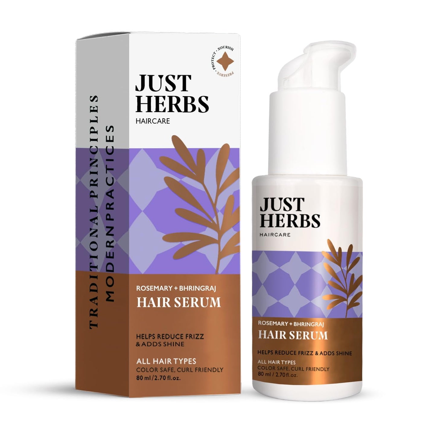 Just Herbs Rosemary Bhringraj Hair Serum for Silky & Smooth Hair | Helps Nourish and Impro