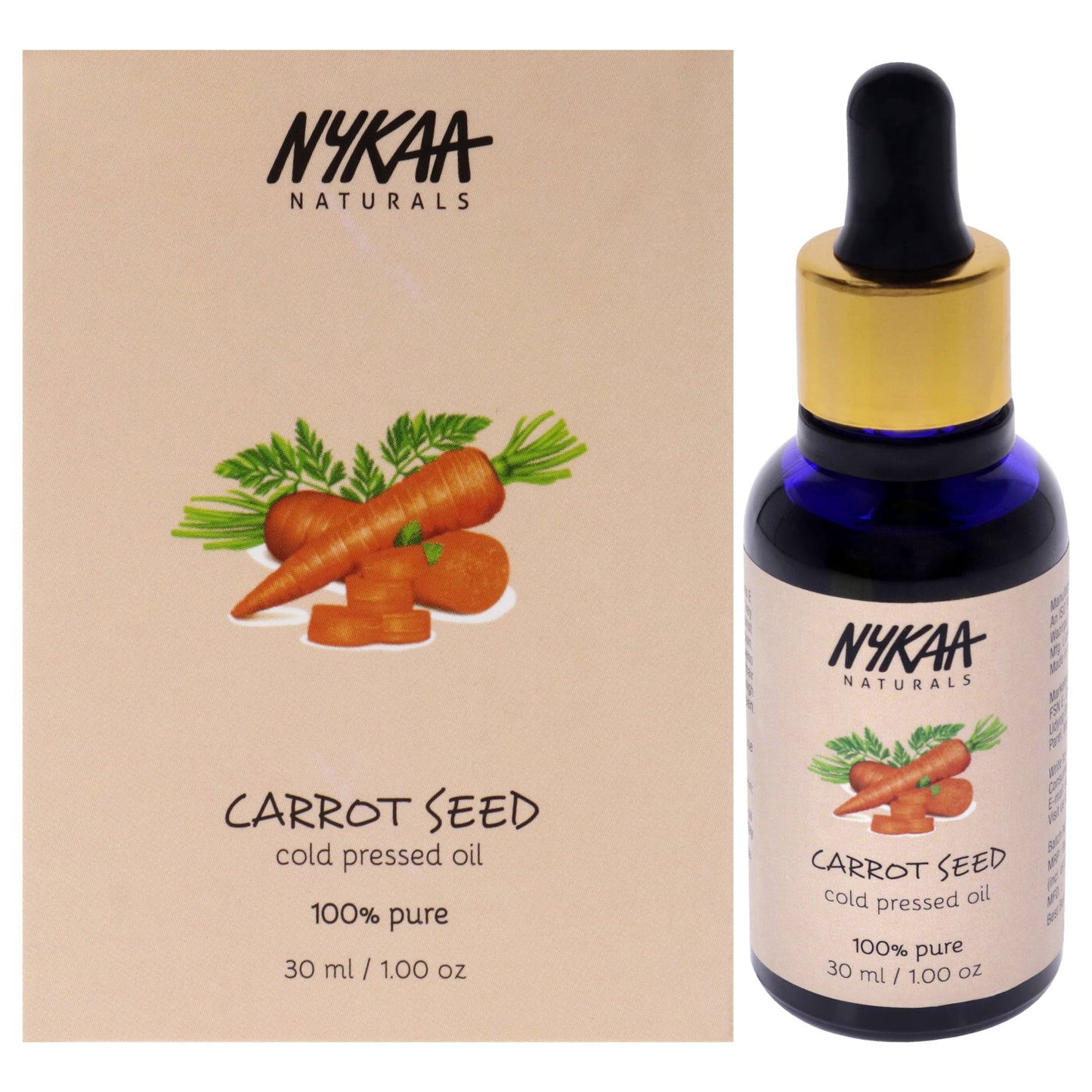 Nykaa Naturals 100 Percent Pure Cold Pressed, Carrot Seed, 1.01 oz Oil