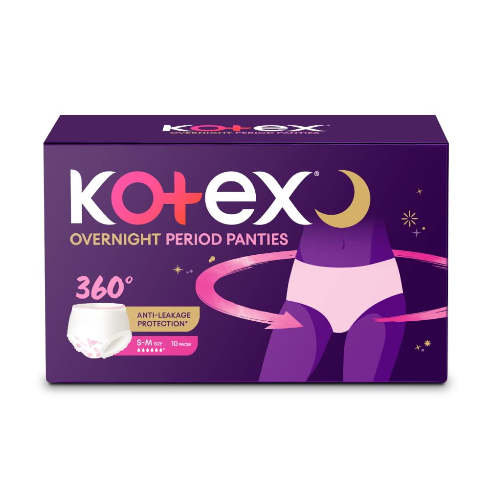 Kotex Overnight Period Panties (Small/Medium Size, Pack Of 10 Panties) For Heavy Flow Peri