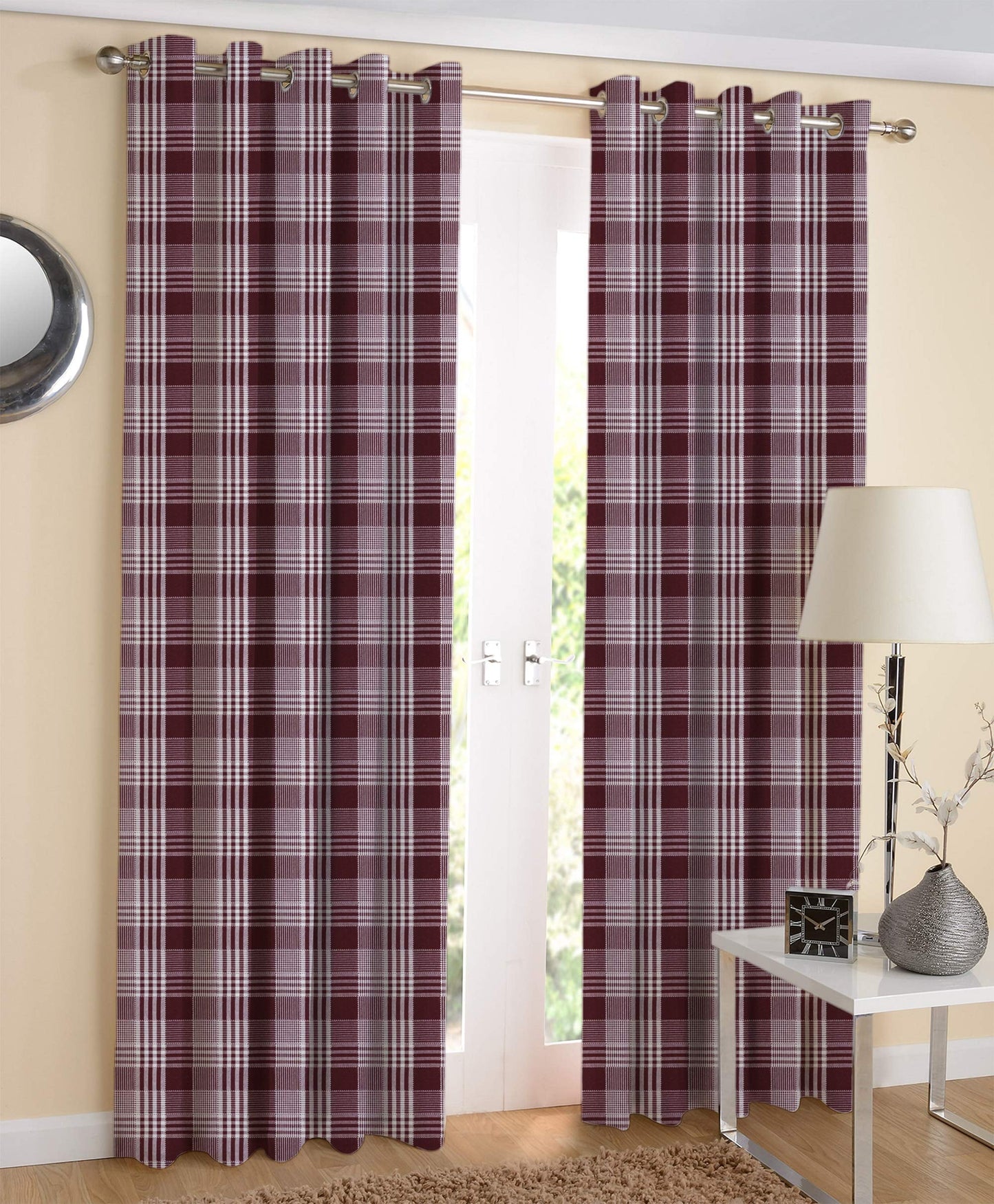 Airwill Designer Cotton Window Curtains (Maroon, 4Ft Width And 5Ft In Length) - Pack Of 2