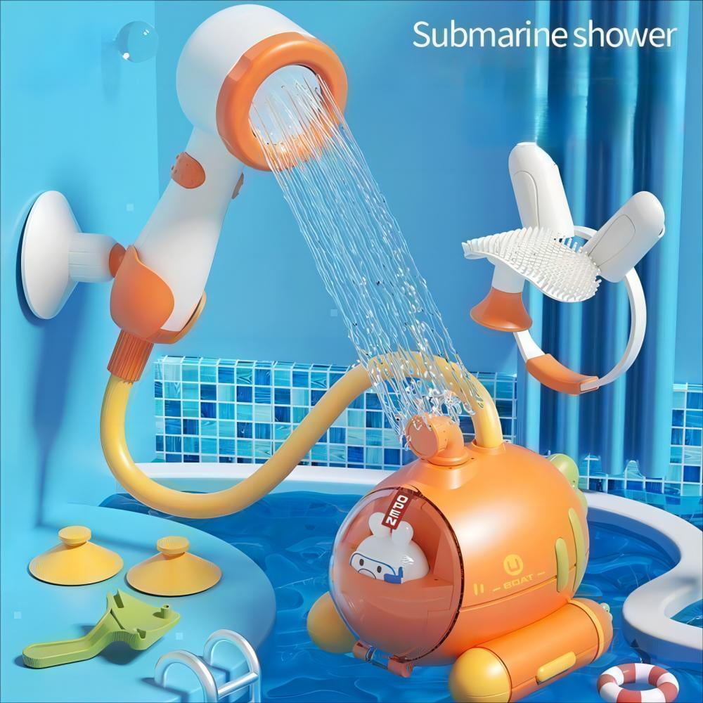 Baby Bath Shower Head, Portable Camping Shower Pump for Kids Submarine Baby Bathtub Toy
