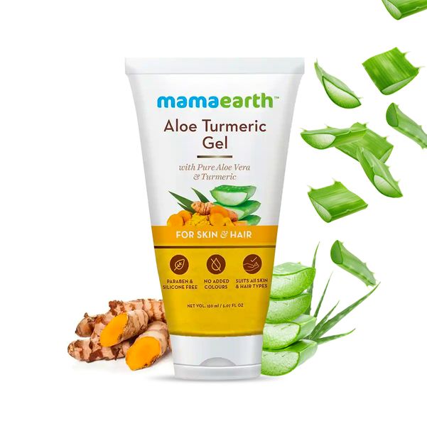 Mamaearth Aloe Vera Gel: 100% Pure Aloe Vera, Turmeric & Vitamin E, 150