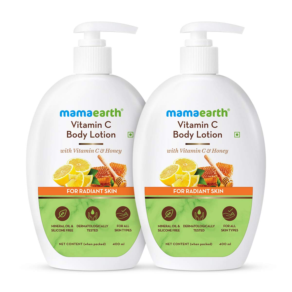 Mamaearth Vitamin C BodyLotion For Women And Men, BodyLotion For Dry Skin - Pack Of 2 (400