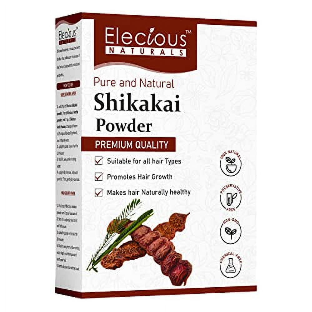 Elecious Shikakai Powder for Hair High Quality, Handpicked Shikakai No Preservative, Chemi